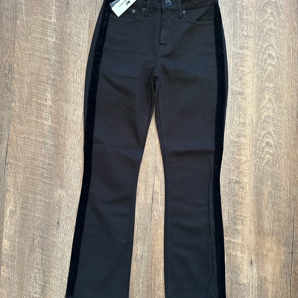 Vineyard Vines High Rise Kick Flare velvet side black jeans.